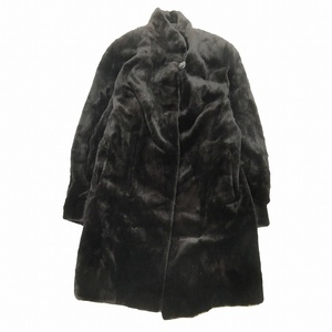 極美品 サガミンク SAGA MINK 銀サガ ミンク ファー コート ステンカラー ジャケット ブルゾン 上着 アウター 毛皮 F 黒 ブラック HE5