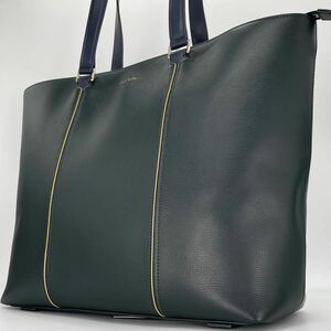 ほぼ未使用/現行 Paul Smith ポールスミス トートバッグ ビジネスバッグ ブリーフケース メンズ 肩掛け A4収納可 レザー 本革 ブラック 黒