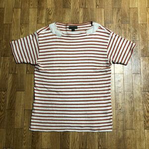 日本製 Nigel Cabourn Tシャツ 麻混 46サイズ 生成り オレンジ ナイジェルケーボン