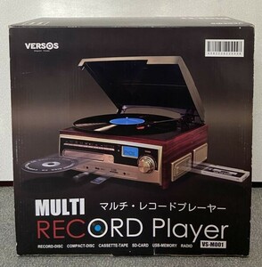 KB1372【未使用品】VERSOS ベルソス マルチレコードプレーヤー VS-M001 CD カセット SDカード USB ラジオ レコード ターンテーブル