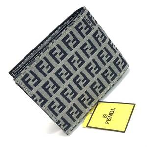 ★未使用★FENDI フェンディ ヴィンテージ ズッキーノ コンパクトウォレット 二つ折り財布 ロゴ ズッカ 2292 00110 018