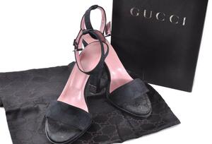 GUCCI グッチ ヒール 靴 ピンク ブラック 黒 36 レディース 女性 上品なデザイン 高級感溢れる 箱、保存袋付き DM156