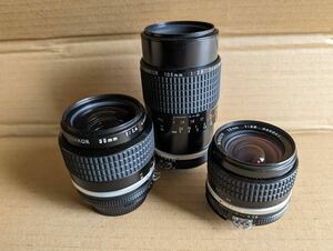 ニコン ジャンクレンズ3点セット NIKON NIKKOR 35mm 1:1.4とMicro-NIKKOR 105mm 1:2.8とNIKKOR 28mm 1:2.8 広角 大口径 マクロ 単焦点