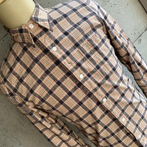 アメリカ古着 ダブルアールエル チェック柄 ワークシャツ ベージュ系 XS size チンストラップ U.S Used Clothing RRL Check Work Shirt