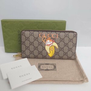 【77】希少 Gucci グッチ 長財布 GUCCI×ばなにゃ ジップアラウンド ウォレット 701060 コラボ GGスプリーム