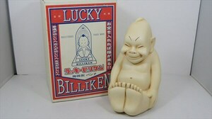 ラッキービリケン ビリケンバンク(大) Billiken レジン製 貯金箱 置物 ホワイト 箱付き 雑貨 当社商標商品[未使用品]