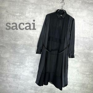 『sacai』サカイ (1) ペチコート付き ストライプ シースルーワンピース