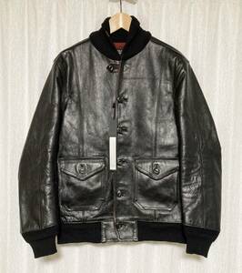 [OLD JOE] 08AW 定価134,400 A-1 ホースハイド スポーツレザージャケット シングルライダース 34 馬革 ブラック オールドジョー