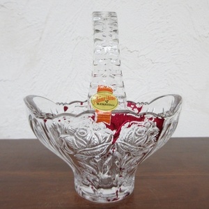 ドイツ製 インテリア雑貨 ガラス製 アンナヒュッテ クリスタルガラス フラワーベース 花器 小物入れ バスケット型 置物 飾り glass 1265sb