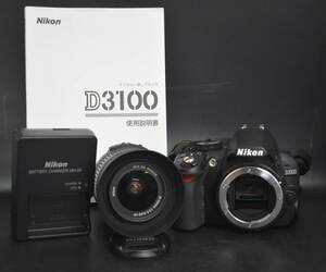 W4-115 【動作品】 Nikon D3100 ニコン ボディ デジタルカメラ 一眼レフ / DX VR AF-S 18-55mm 1:3.5-5.6 レンズ 説明書・充電器付 現状品