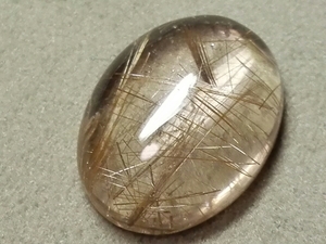 天然ゴールデン針入りルチルクォーツルース　14CT　7028