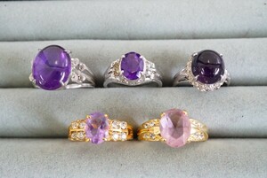 B754 アメジスト リング 指輪 ヴィンテージ アクセサリー カラーストーン 大量 セット まとめて おまとめ まとめ売り 紫水晶