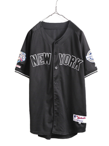 MLB オフィシャル Majestic ヤンキース ベースボール シャツ メンズ XL 程/ 古着 ゲームシャツ ユニフォーム メジャーリーグ 半袖シャツ 黒