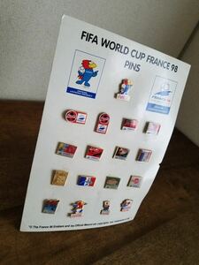 蔵出 当時物 珍品 レア 90s FIFA WORLD CUP FRANCE 1998 PINS ピンズ 台紙付き サッカー Coca Cola コカ コーラ グッズ ピンバッジ レトロ