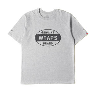 WTAPS ダブルタップス Tシャツ サイズ:L オーバルロゴ クルーネック 半袖Tシャツ グレー トップス カットソー ストリート ブランド