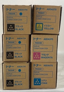 【大阪発】【KONICA MINOLTA】純正未使用トナー ☆ TN324 （K ×3・C ×1・M ×1・Y ×1）6本 ☆ (5746)