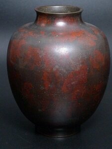 ▲60Q690▲紫班銅製花瓶・むらし銅製花瓶