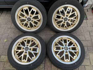 ■スバルR1で使用■桜■5J×1５インチｐｃｄ１００　４穴+４５■ＤＬ　EC204　2019年製155/60R15■４本セット■溝残5.2mm