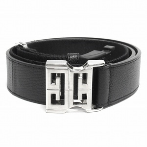 未使用品 23ss ジバンシィ GIVENCHY 4G ロゴ バックル レザー ナイロンジャガード ベルト 切替 スイッチング サイズ85 黒 シルバー