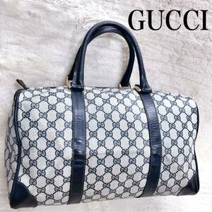 GUCCI グッチ GGスプリーム PVC ボストンバッグ レザー ハンドバッグ