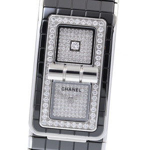 シャネル CHANEL H6027 コード ココ 黒セラミック ダイヤモンド クォーツ レディース 箱・保証書付き_817019