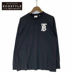 BURBERRY バーバリー 8024342 TBロゴプリント コットン クルーネック ロングスリーブTシャツ ブラック S トップス コットン メンズ 中古