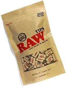 RAW / ロウ NATURAL UNREFINED PRE-ROLLED TIPS 200個入りパック チップ ローチ フィルタ