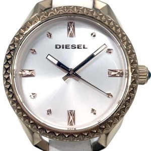 21-3628 ディーゼル DZ-5546 クオーツ 電池式 腕時計 革 レザーベルト 白文字盤 ゴールド 金色 レディース 女性用 ユニセックス 男女兼用