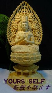 ☆極上品収蔵☆新作 仏像 仏教美術 総檜材 仏教工芸品 木彫り 大日如来 座像
