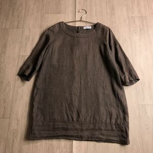 100円スタート○ FRENCH LINEN フレンチリネン　麻100 チュニック　ブラウス