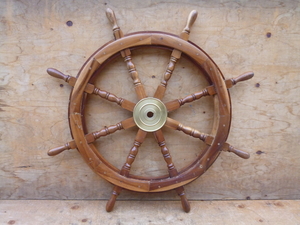 船　ハンドル　飾り　操舵輪　オブジェ　中古　インテリア