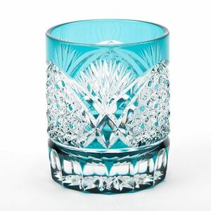 送料無料 江戸切子クリスタルロックグラス（エメラルドグリーン）伝統工芸品 ロックグラス 切子グラス（486）
