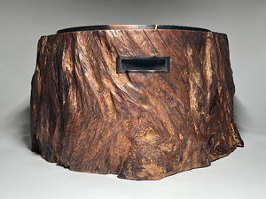 【瑞】木製　火鉢　天然木製　＊（虫食い有り）重さ：約６４００ｇ