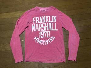 ★即決★イタリア製★FRANKLIN&MARSHALL　フランクリン＆マーシャル★長袖Tシャツ★XS★ピンク★F＆M★補修跡あり★送料230円