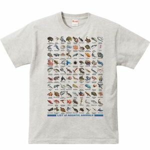 魚類＆水棲生物のリスト/半袖Ｔシャツ/メンズS/杢・新品・メール便 送料無料