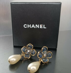  1円 1スタ CHANEL シャネル フラワー ピアス パール ティアドロップ アクセサリー レディース フラワー クリスタル ゴールド 05 P