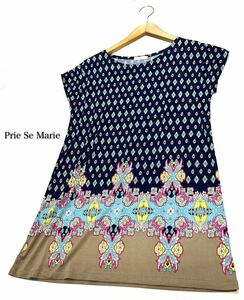 Prie Se Marie★（M）レトロ調柄物 さらさらとろみ清涼感 プルオーバー チュニック/美品