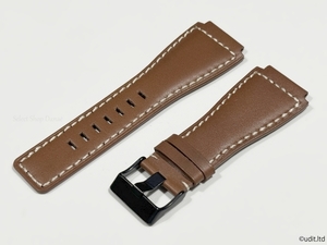 24mm × 34ｍｍ レザーベルト 腕時計ベルト ブラウン ブラック尾錠 時計用バンド 【Bell&Ross ベルロス対応 インストゥルメント BR】
