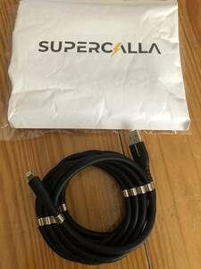 [純正 新品] SuperCalla マグネット式 USB A to Lightning 充電ケーブル 2m・黒