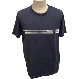 MONCLER モンクレール 8390T MAGLIA T-SHIRT トップス 半袖 Tシャツ ロゴ ネイビー コットン [サイズ XL]