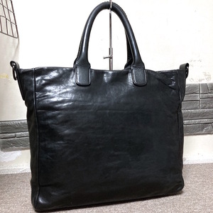 103Y240411V 超美品 GIORGIO ARMANI ジョルジオアルマーニ メンズ トートバッグ ビジネスバッグ 検 リュック ショルダー レザー 黒