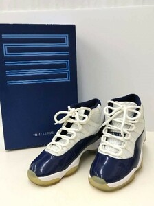 1円～【美品】NIKE AIR JORDAN 11 RETRO ナイキ エアジョーダン 11 レトロ 378037-123 26.5cm ホワイト×ネイビー 化粧箱付き【保管品】100