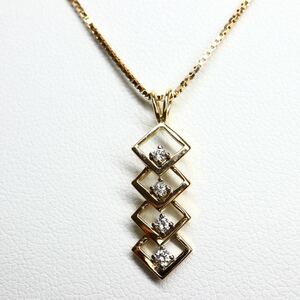 《K14(585)天然ダイヤモンドネックレス》A 約2.9g 約39.5cm diamond necklace ジュエリー jewelry EB2/EB2