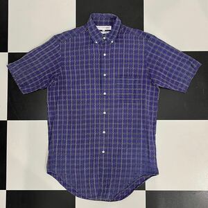 【113】 希少 90s アーカイブ COMME des GARCONS shirt ダイヤ ステッチ ボタンダウン 半袖 シャツ L コムデギャルソン フランス BD