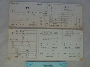 珍品　錦川鉄道（現　錦川清流線、旧　岩日線）通勤定期　往復乗車券　見本　錦町駅