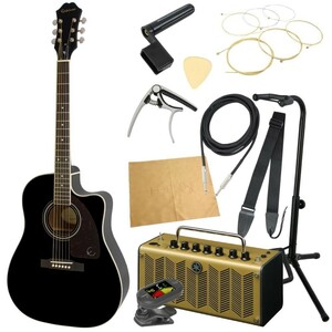 エレアコ入門セット Epiphone AJ-220SCE EB エレクトリックアコースティックギター YAMAHAアンプ付 11点セット