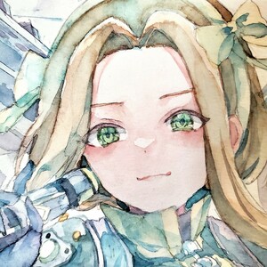 手描きイラスト 原画 女の子 水彩画 アナログイラスト