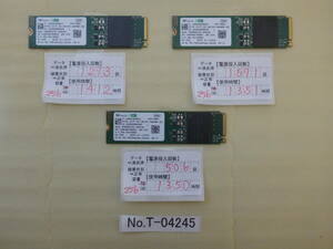 管理番号　T-04245 / SSD / SKhynix / M.2 2280 / NVMe / 256GB / 3個セット / ゆうパケット発送 / データ消去済み / ジャンク扱い