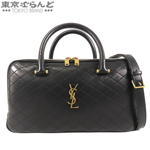 101717603 サンローラン SAINT LAURENT リヤダッフル ハンドバッグ 766785 ブラック レザー 2WAY ショルダーバッグ レディース A