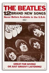 ブリキ看板【Rock Poster/ロックポスター】ヴィンテージメタルプレートレトロアンティーク風119- Beatles Rubber Soul Promo Poster 1965